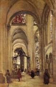 Corot Camille Interior of the Cathedral of sens oil on canvas